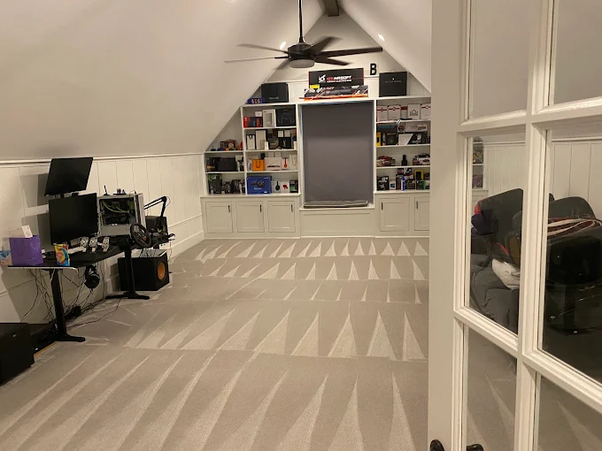Large carpeted bonus room cleaned by Pure Carpet Cleaners